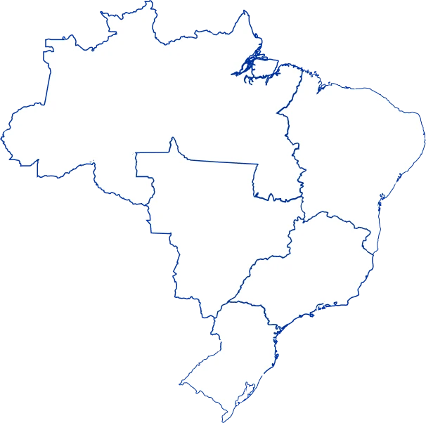Mapa do Brasil com regiões de atendimento